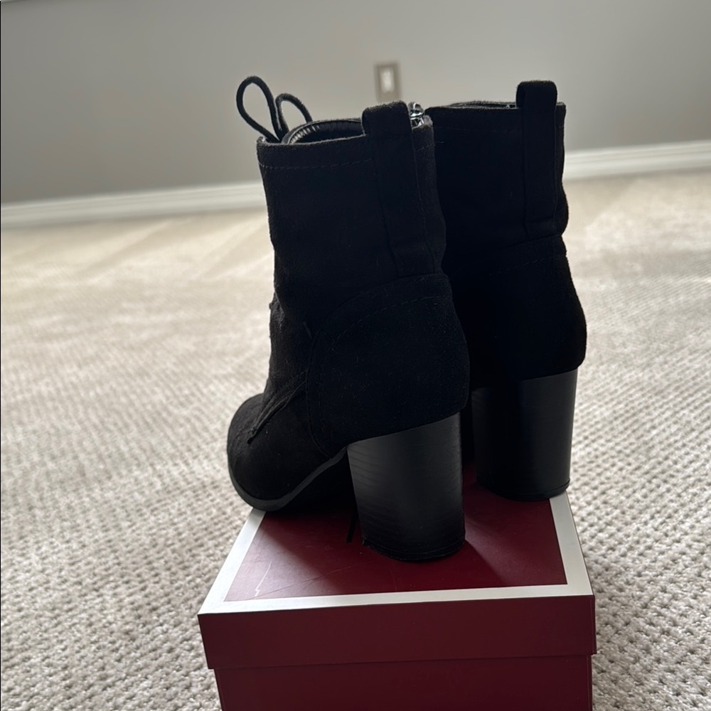 Black Lace-Up Ankle Boots - Picture 5 of 9